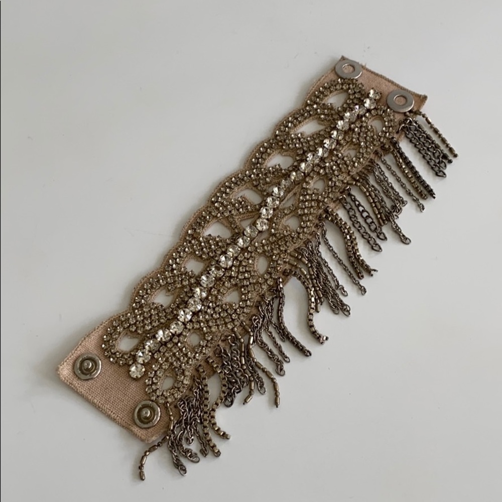 Embellished Crystal Wrap Bracelet w Fringe Detail